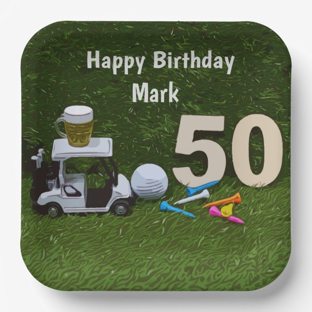 Golf 50th Birthday to golfer  Paper Plate (Front)
