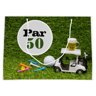 Golf 50th birthday with ball and beer with tees  large gift bag
