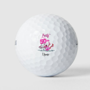 Golf 50th Birthday woman golfer pink theme Party Balls