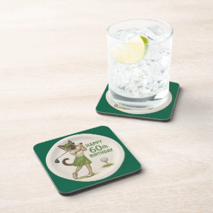 Golf 60th Birthday for Golfer with ball and tee Coaster