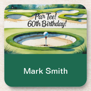 Golf 60th Birthday for Golfer with ball and tee Coaster