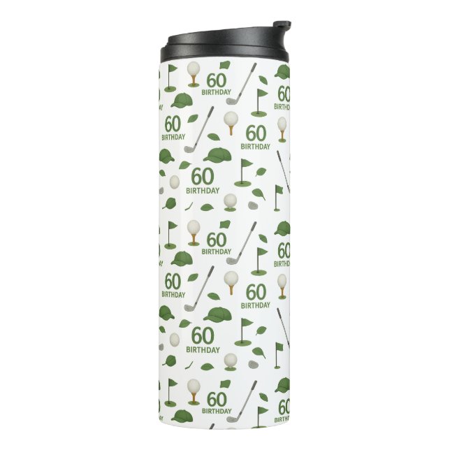 Golf 60th Birthday for Golfer with ball and tee Thermal Tumbler (Rotated Left)