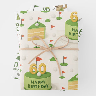 Golf 60th Birthday for Golfer Wrapping Paper Sheet