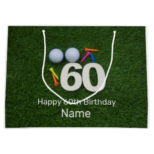 Golf 60th Birthday Golfer with golf ball and tees Large Gift Bag