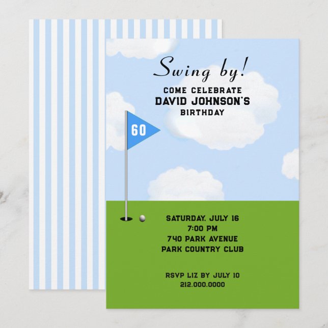Golf 60th Birthday Party Invitation (Front/Back)