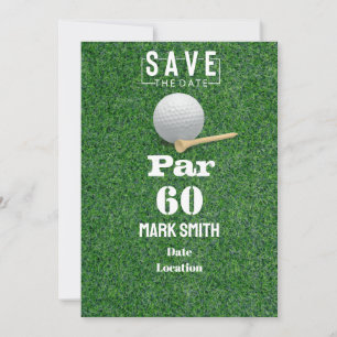 Golf 60th Birthday with Ball on Green for golfer Invitation