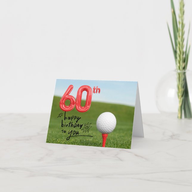 Golf 60th Birthday with golf ball on green Card (Front)
