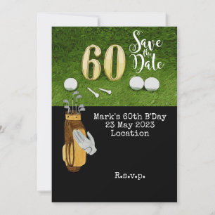 Golf 60th Birthday with golf ball on green Invitation