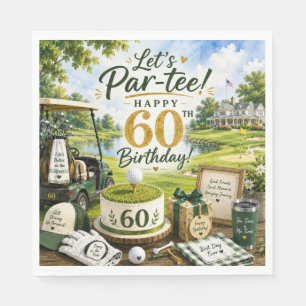Golf 60th Birthday with golf cart on green Napkin