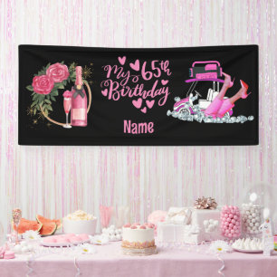 Golf 65th Birthday in Pink theme for woman golfer Banner