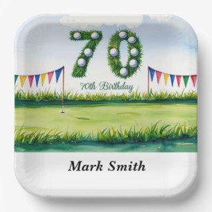 Golf 70th Birthday for golfer  Paper Plate