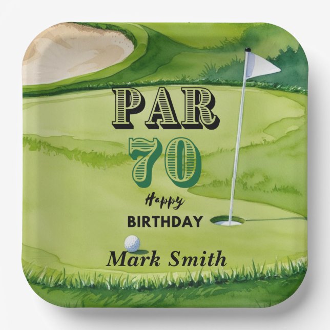 Golf 70th Birthday for golfer  Paper Plate (Front)