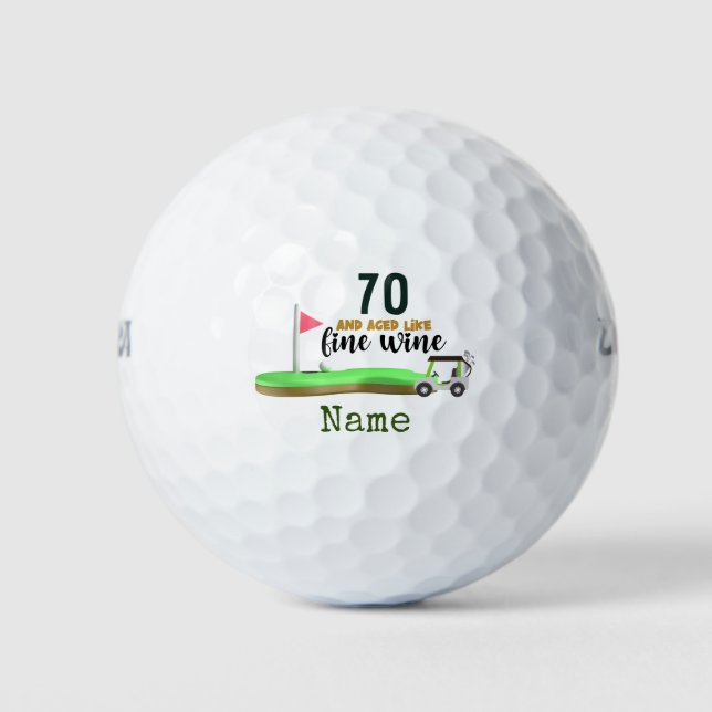 Golf 70th Birthday for golfer with golf flag Golf  Balls (Front)