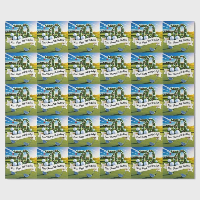 Golf 70th Birthday for golfer  Wrapping Paper (Flat)