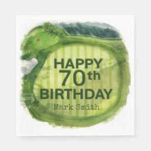 Golf 70th Birthday on Putting green for golfer Napkin