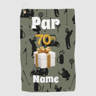 Golf 70th Birthday Par seventy Golf cart and ball Towel