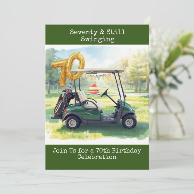 Golf 70th birthday Par Tee Golfer party Invitation (Standing Front)