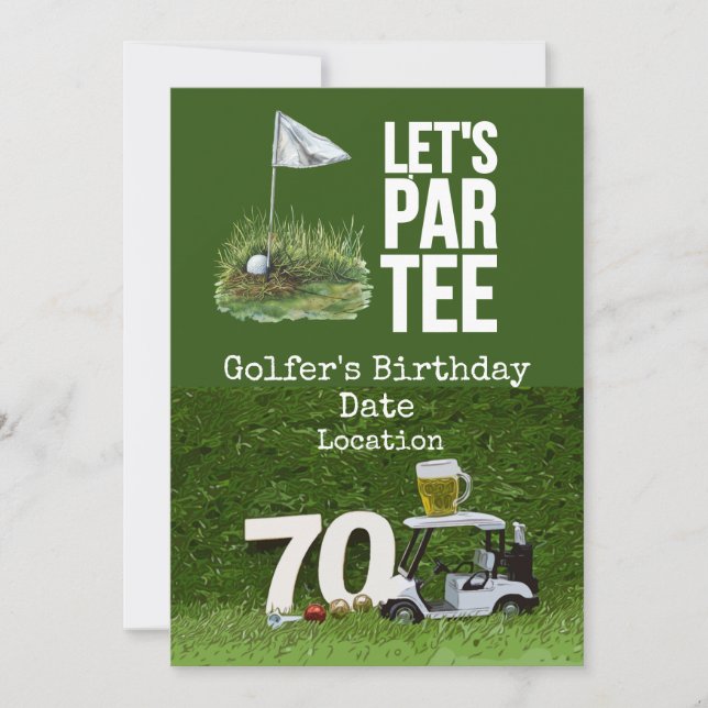 Golf 70th Birthday Party with golf ball tee  Invitation (Front)