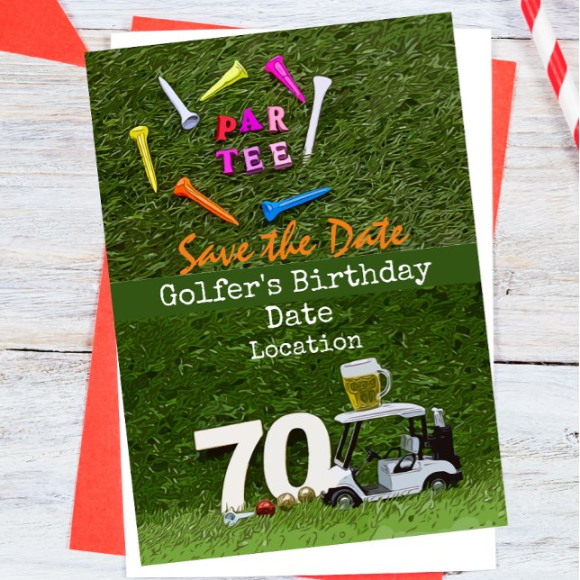 Golf 70th Birthday Party with golf ball tee  Invitation (Creator Uploaded)