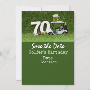 Golf 70th Birthday Party with golf ball tee Invitation