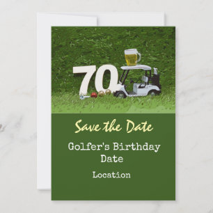 Golf 70th Birthday Party with golf ball tee Invitation