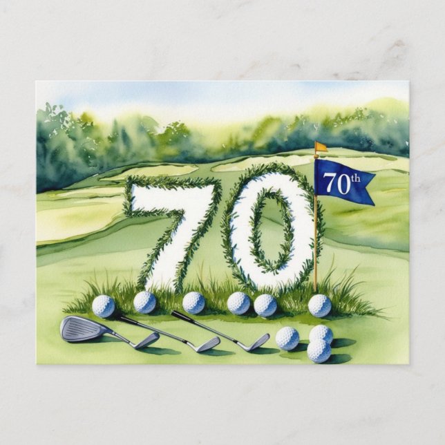 Golf 70th Birthday Postcard (Front)
