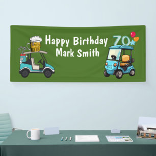 Golf 70th Birthday to Golfer with Golf Cart funny Banner