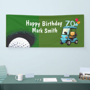 Golf 70th Birthday to Golfer with Golf Cart funny Banner