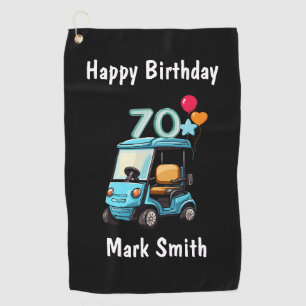 Golf 70th Birthday to Golfer with Golf Cart funny  Golf Towel