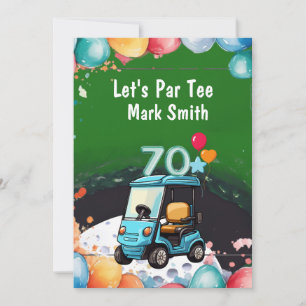 Golf 70th Birthday to Golfer with Golf Cart funny  Invitation