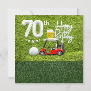 Golf 70th Birthday with golf cart for golfer Card