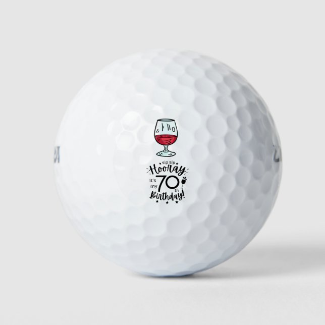 Golf 70th Birthday with wine for golfer Balls (Front)