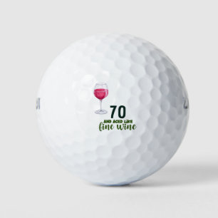 Golf 70th Birthday with wine for golfer Golf Balls