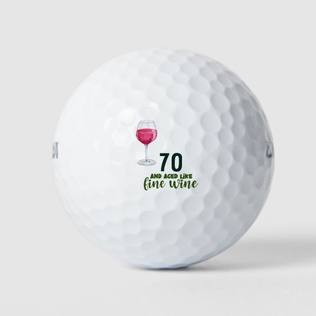 Golf 70th Birthday with wine for golfer Golf Balls (Front)