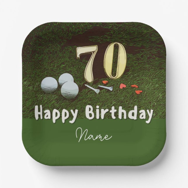 Golf 70th Golf birthday Par Tee Paper Plates (Front)