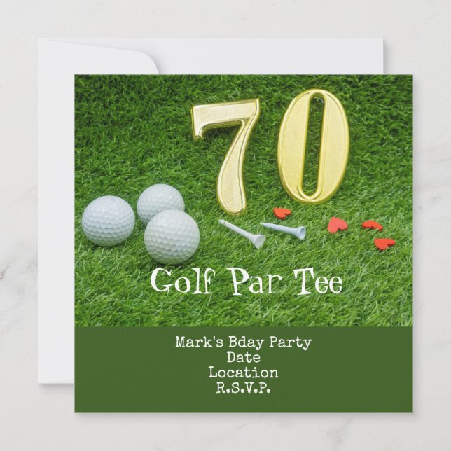 Golf 70th Golf birthday Par Tee party Invitation (Front)