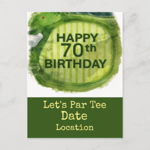 Golf 70th Golf birthday Par Tee party Invitation Postcard
