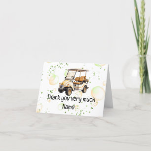 Golf 75th Birthday for golfer with golf cart Thank You Card