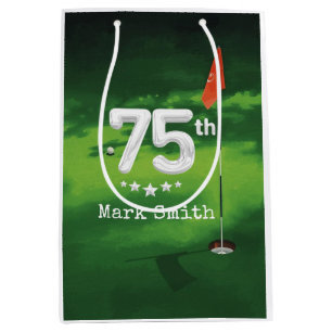 Golf 75th birthday party on green grass medium gift bag