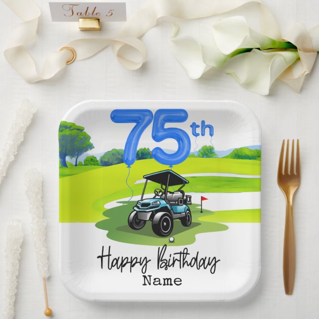 Golf 75th Birthday to Golfer  Paper Plate (Wedding)