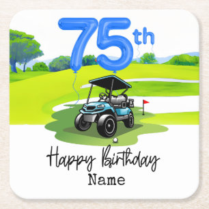 Golf 75th Birthday to Golfer  Square Paper Coaster