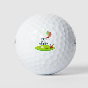 Golf 80th Birthday at golf flag with balloon    Balls