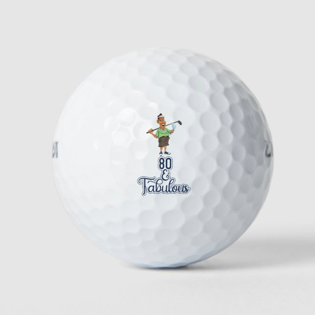 Golf 80th Birthday for golfer Balls (Front)