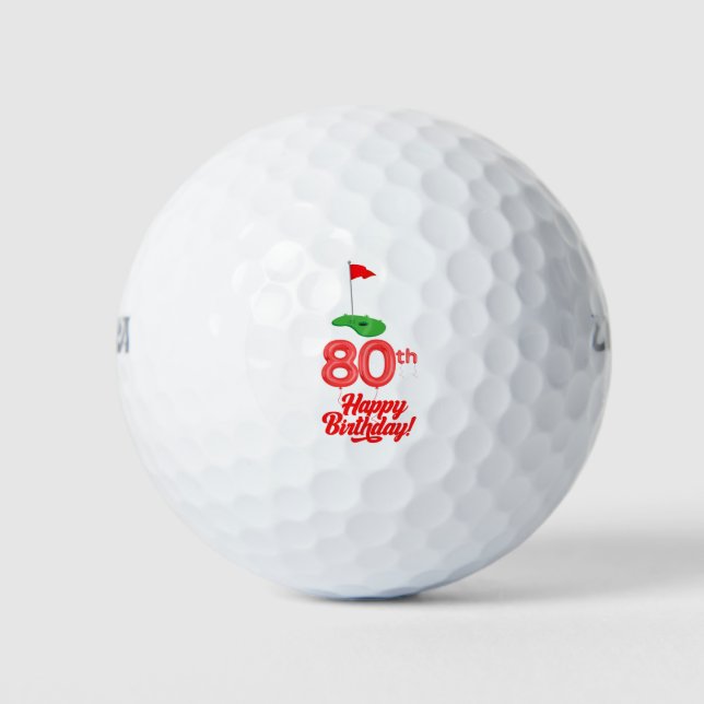 Golf 80th Birthday  to You with Golf Flag  Balls (Front)