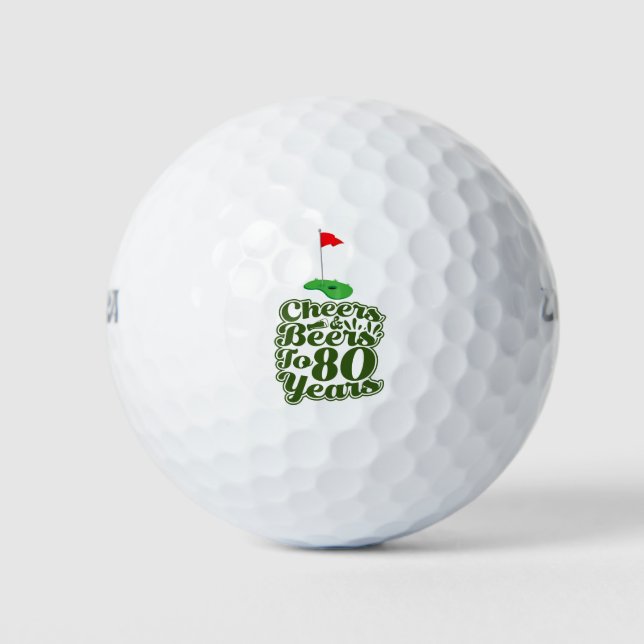 Golf 80th Birthday to You with Golf Flag  Golf Balls (Front)