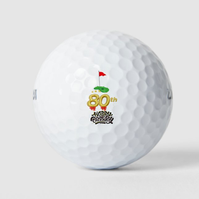 Golf 80th Birthday to You with Golf Flag  Golf Balls (Front)