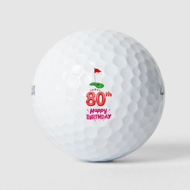 Golf 80th Birthday to You with Golf Flag  Golf Balls (Front)