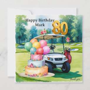 Golf 80th Birthday with golf ball for golfer Card