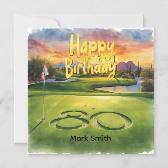 Golf 80th Birthday with golf ball for golfer Card (Front)