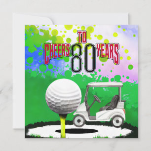 Golf 80th Birthday with golf ball for golfer Card